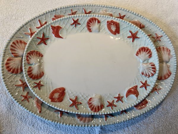 Grand plat rouge coquillages