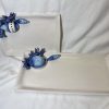 Assiette à serviette moyenne corail bleu