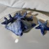 Assiette ronde corail bleu