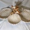 Petit bol quadruple coquillages corail beige