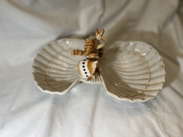 Double coupelle coquillages corail beige