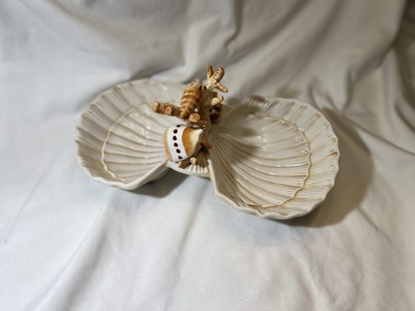 Double coupelle coquillages corail beige