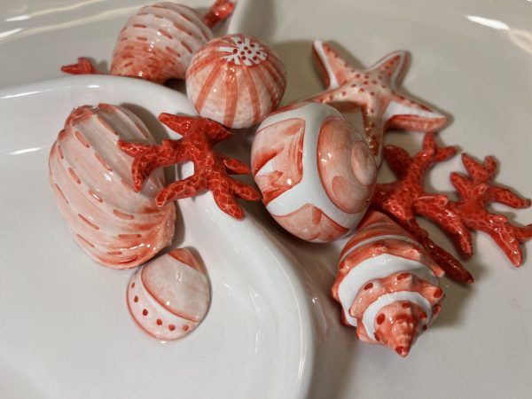 Grand plat à snacks corail rouge