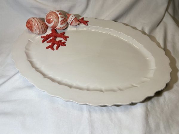 Grand plat ovale corail rouge