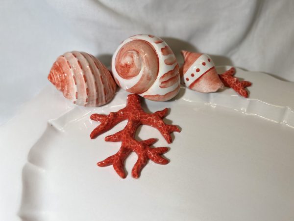 Grand plat ovale corail rouge