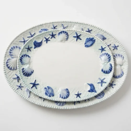 Petit plat coquillages bleus