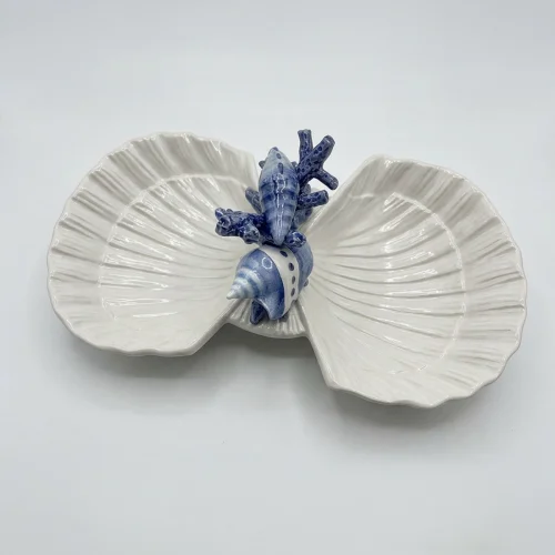 Coupelles doubles coquillages corail bleu