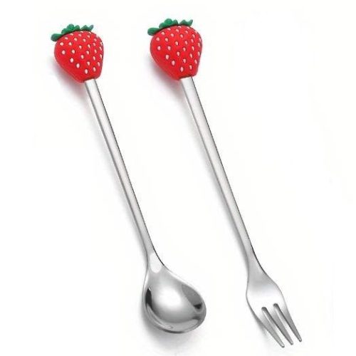 Ménagère fourchette et cuillère fraises
