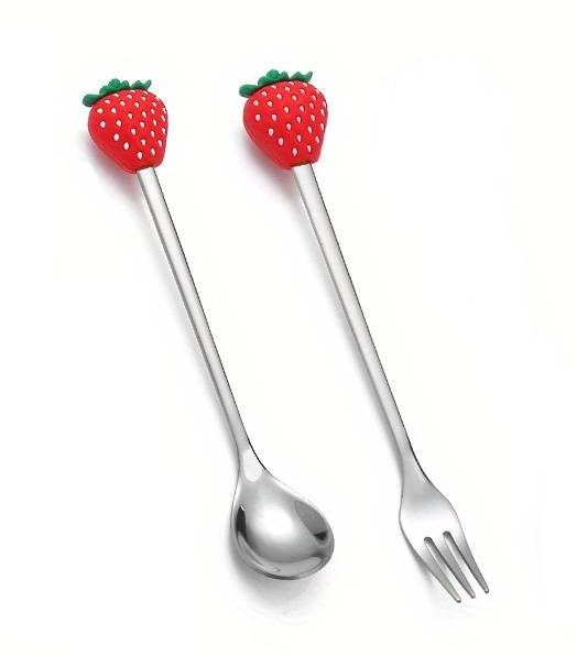 Ménagère fourchette et cuillère fraises