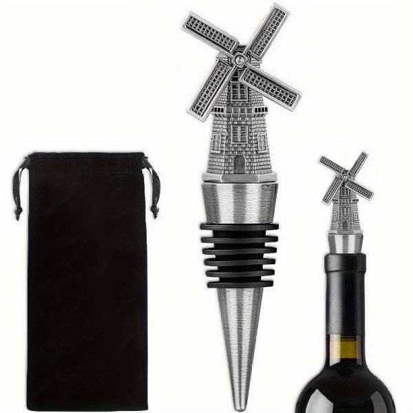 Bouchon de bouteille moulin à vent - bouchon à vin argenté
