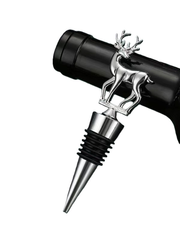 Bouchon de bouteille cerf - bouchon de vin argenté