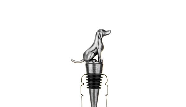 Bouchon de bouteille chien - bouchon à vin argenté