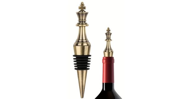 Sans nommmm Bouchon de bouteille pièce d’échecs - bouchon à vin doré