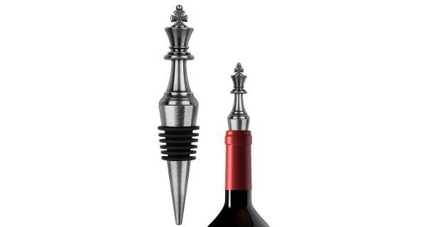 Bouchon de bouteille pièce d’échecs - bouchon de vin argenté