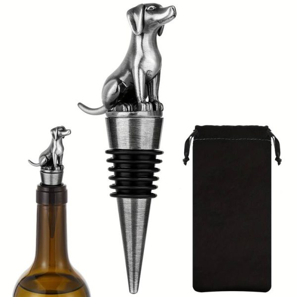 Bouchon de bouteille chien - bouchon à vin argenté