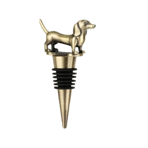 Bouchon de bouteille teckel - bouchon à vin doré