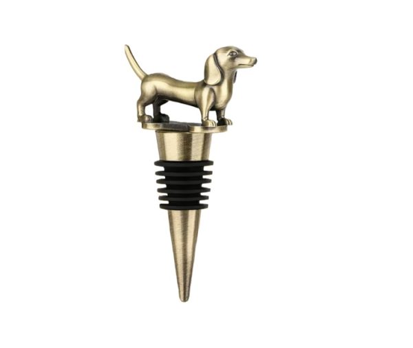Bouchon de bouteille teckel - bouchon à vin doré
