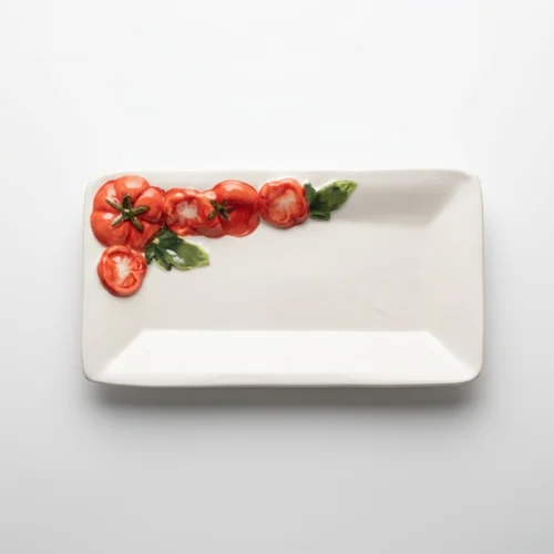 Petite assiette carrée tomate