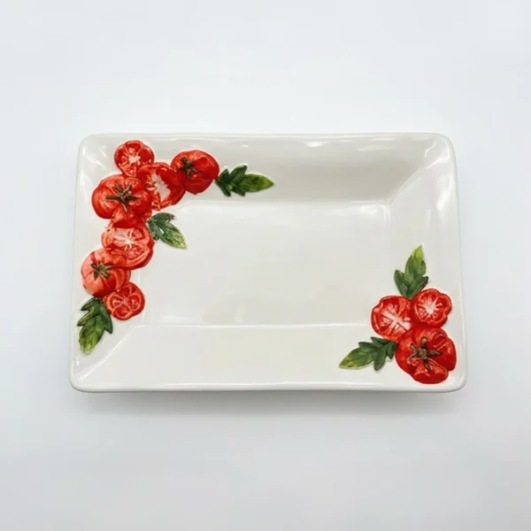 Assiette carrée tomate