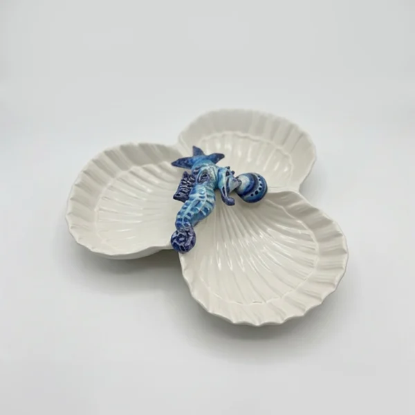 Triple coupelle coquillages hippocampe