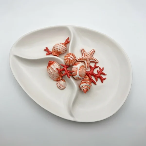 Grand plat à snacks corail rouge