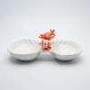 Double petit bol coquillage corail rouge