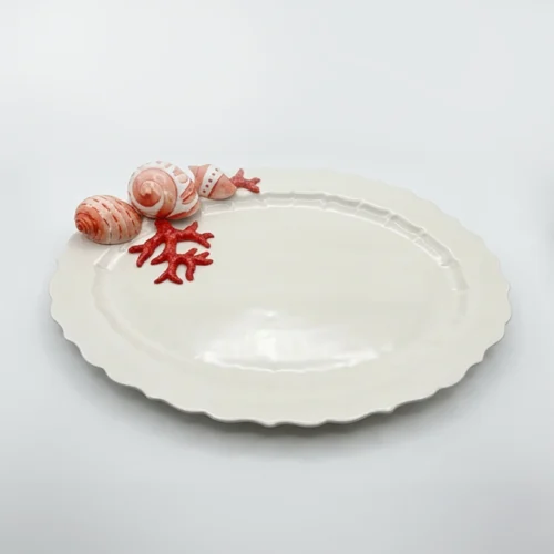 Grand plat ovale corail rouge
