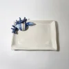 Petite assiette à serviette corail bleu