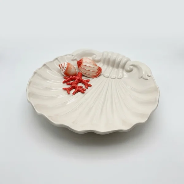 Assiette coquillage corail rouge