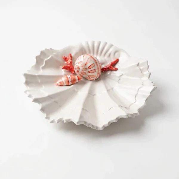 Assiette coquillage corail rouge