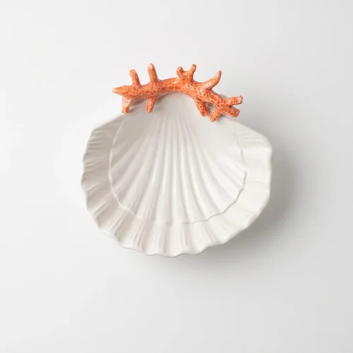 Petit bol coquillage corail rouge