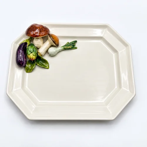 Grand plat à légumes motif champignon
