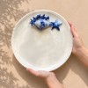 Assiette ronde corail bleu