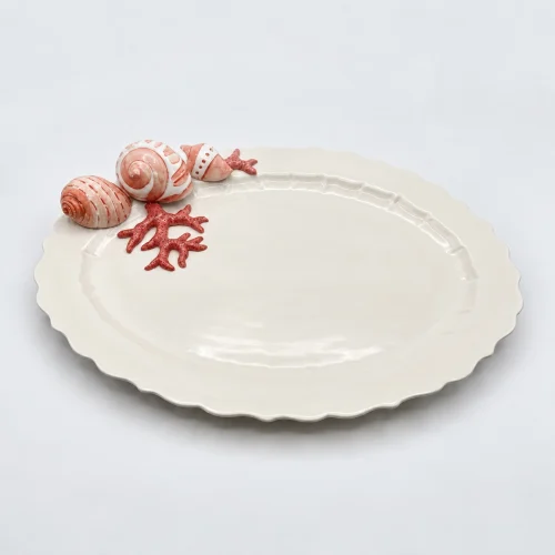 Grand plat ovale corail rouge