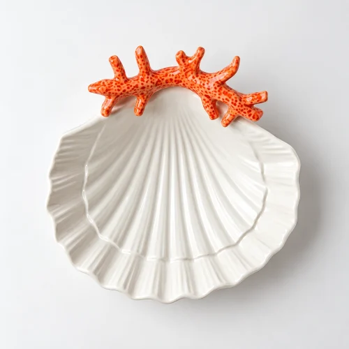 Petit bol coquillage corail rouge