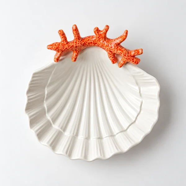 Petit bol coquillage corail rouge