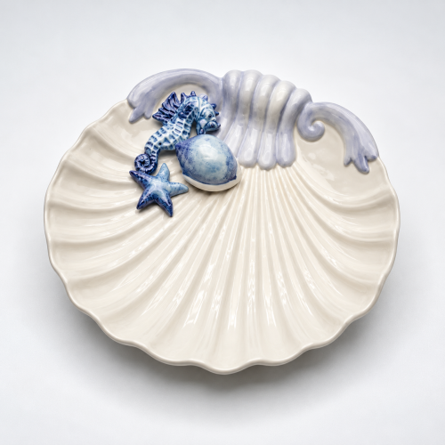 Grande assiette coquillage hippocampe