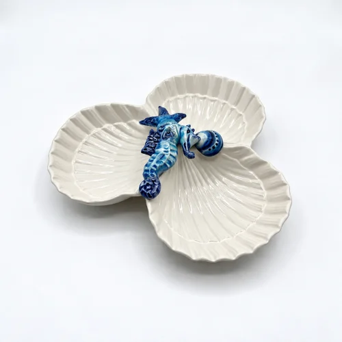 Triple coupelle coquillages hippocampe