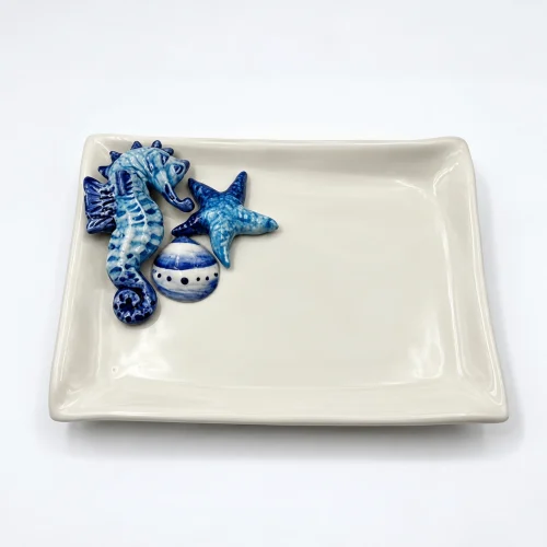 Petite assiette à serviette hippocampe