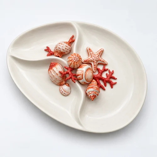 Grand plat à snacks corail rouge