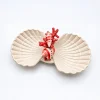 Double petit bol coquillage corail rouge