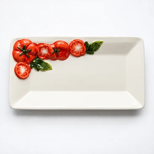 Petite assiette carrée tomate