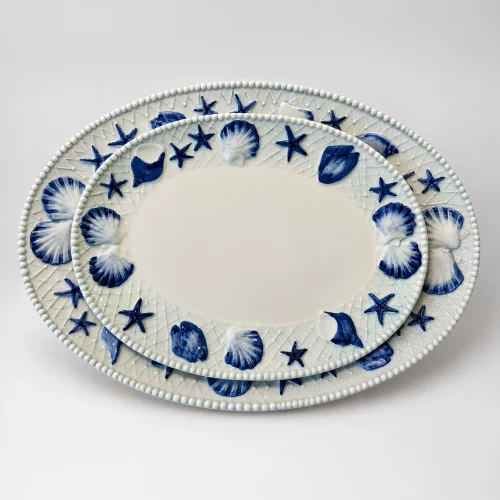 Petit plat coquillages bleus