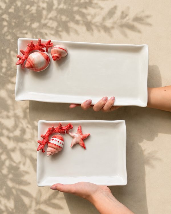 Assiette à serviette corail rouge