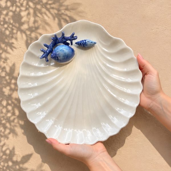 Assiette coquillage corail bleu